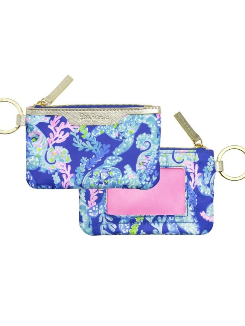 Lilly Pulitzer Turtle Villa Blue Patterned Card Pouch New